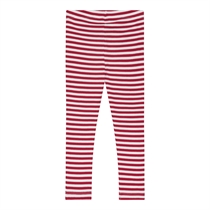 BIRKHOLM Stribede Rib Leggings Perfekt Hvid & Chili Rød